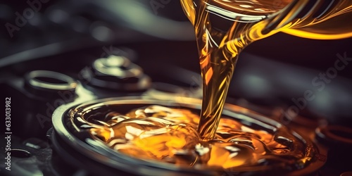 Pouring changing car engine oil - Generative AI