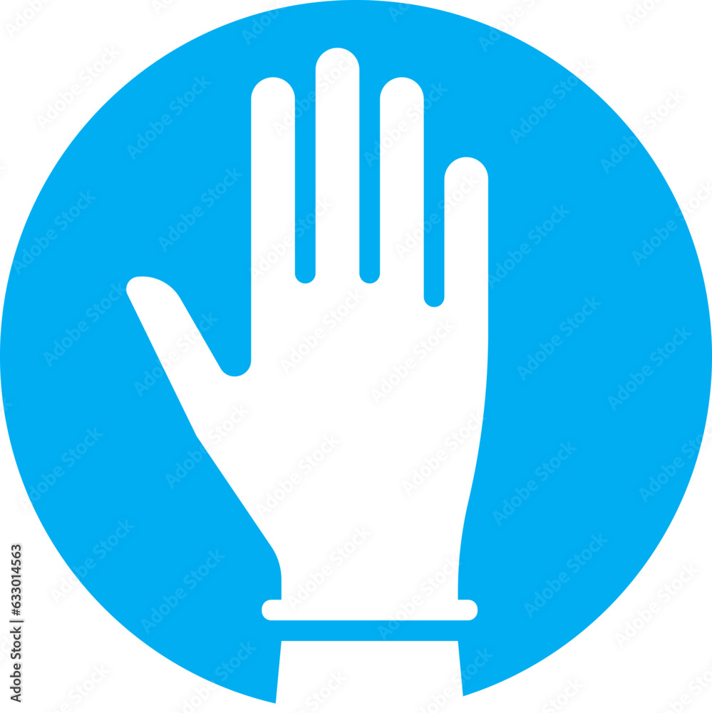 Hand in glove icon symbol of the fight against coronavirus. Vector illustration Hand in glove icon symbol of the fight against coronavirus. Vector illustration
