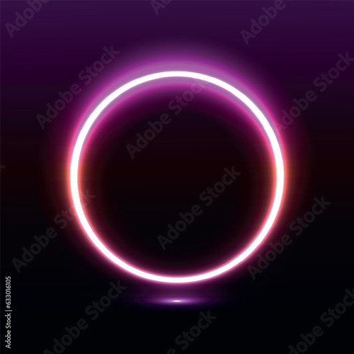 Neon lamp, neon circle, glowing circle, pink neon vector illustration.