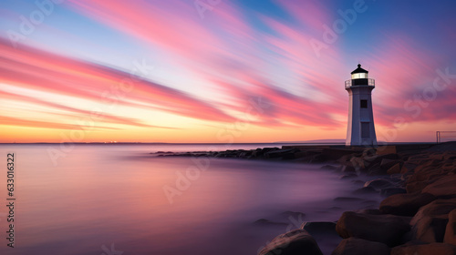 Evening sky and colours around sea and lighthouse