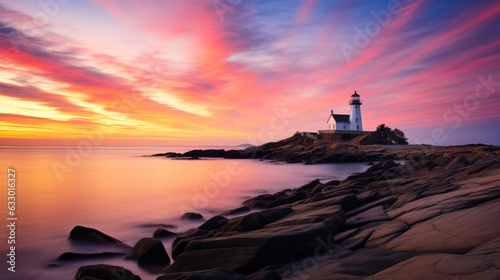 Evening sky and colours around sea and lighthouse