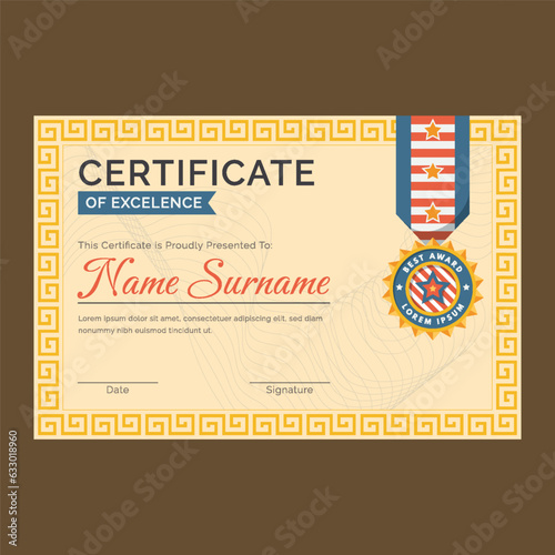 Education Certificate Template with Army Badge