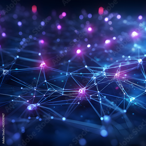 Networks and artificial intelligence technology or Chatbot Chat AI to create futuristic connectivity and global innovation to enable online access to information and information networks. © Surasak