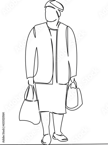 elderly woman goes shopping