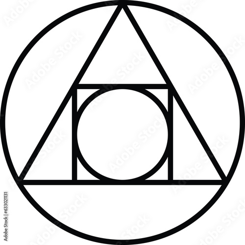 Squared circle symbol. Philosopher stone alchemical symbol. alchemy sign. photo