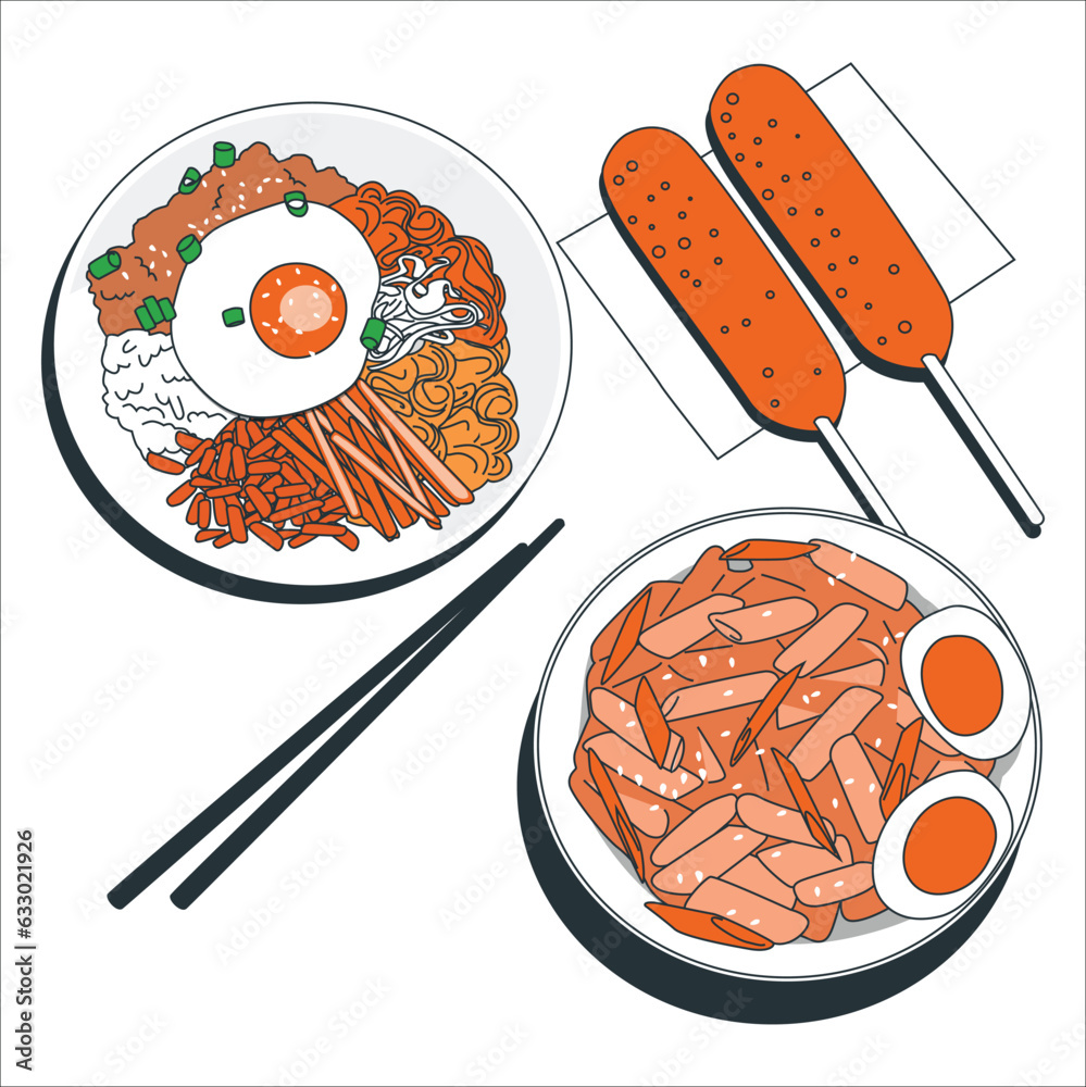 Korean instant noodle and Korean spicy sauce, Korean food style