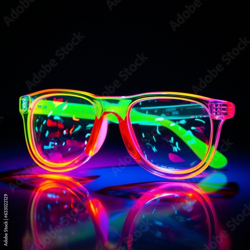 neon party glasses - generative AI © Ronald