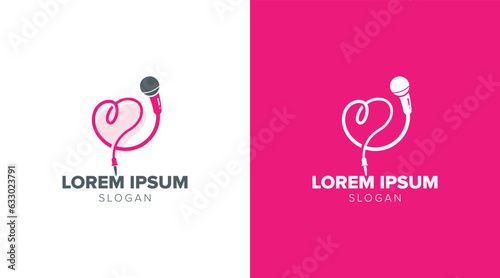 Love singing vector icon with microphone and hearth symbol