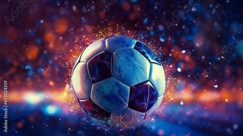 Illustration of a soccer ball on blurred lights background