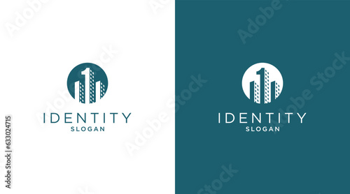One real estate logo design. 1 property, building icon