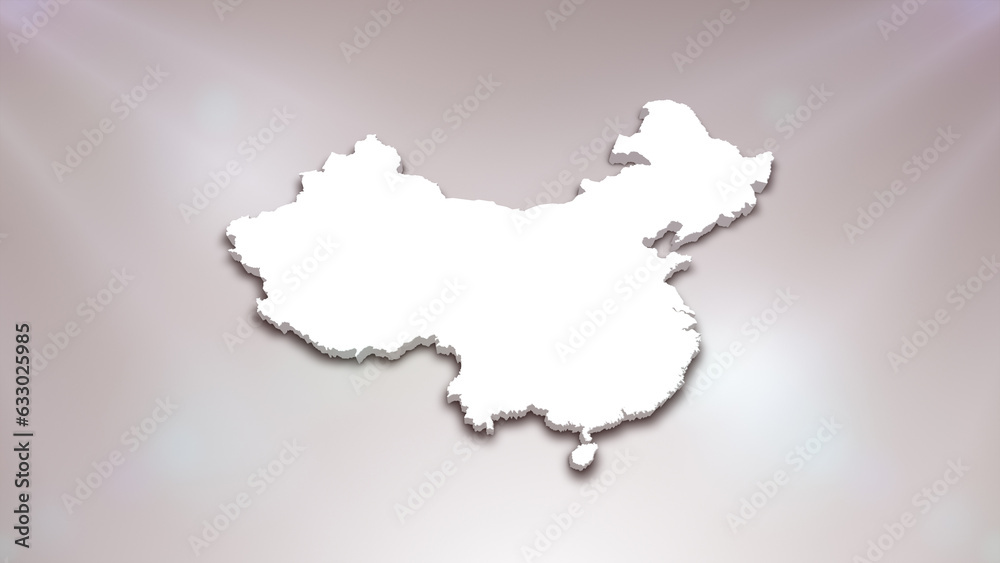 Obraz premium China 3D Map on White Background, Useful for Politics, Elections, Travel, News and Sports Events 