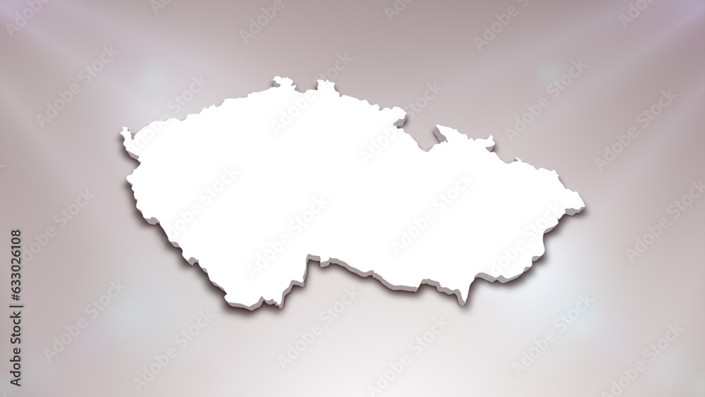 Czech Republic 3D Map on White Background, 
Useful for Politics, Elections, Travel, News and Sports Events
