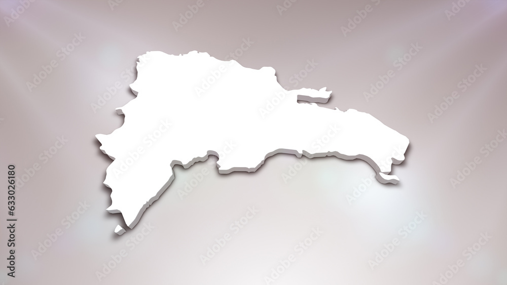 Dominican Republic 3D Map on White Background, 
Useful for Politics, Elections, Travel, News and Sports Events
