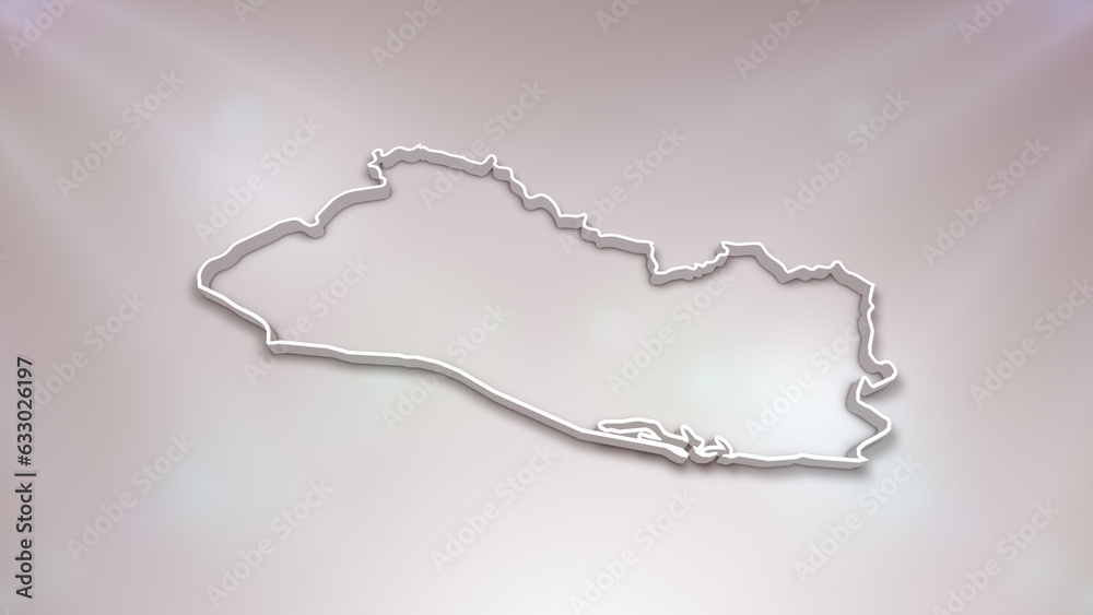 El Salvador 3D Map on White Background, 
Useful for Politics, Elections, Travel, News and Sports Events

