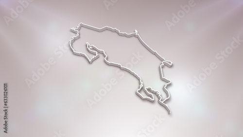 Costa Rica 3D Map on White Background, 
Useful for Politics, Elections, Travel, News and Sports Events
