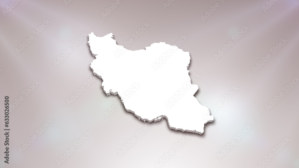 Iran 3D Map on White Background, 
Useful for Politics, Elections, Travel, News and Sports Events