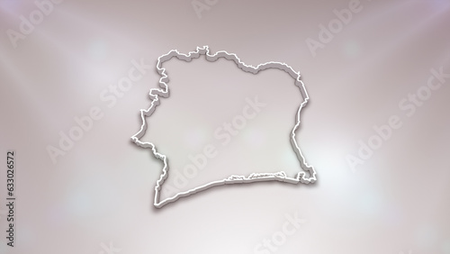 Ivory Coast 3D Map on White Background, Useful for Politics, Elections, Travel, News and Sports Events