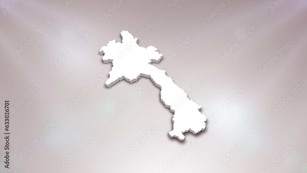 Laos 3D Map on White Background, 
Useful for Politics, Elections, Travel, News and Sports Events