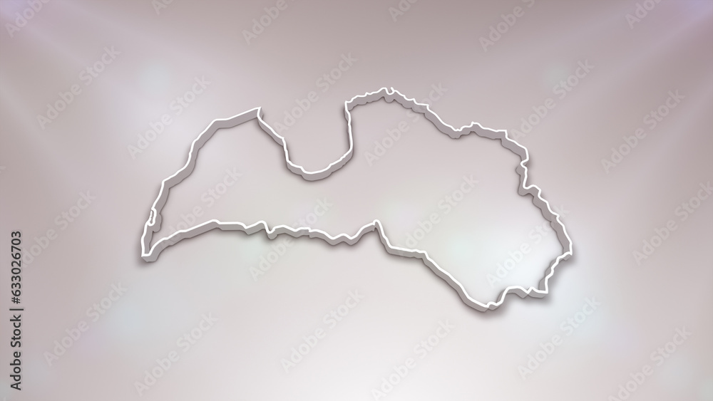 Latvia 3D Map on White Background, 
Useful for Politics, Elections, Travel, News and Sports Events