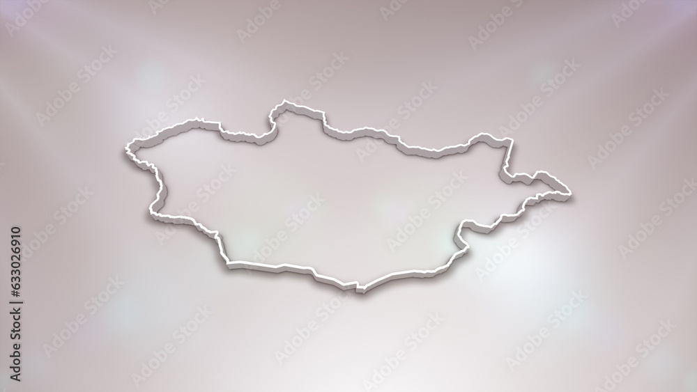 Mongolia 3D Map on White Background, 
Useful for Politics, Elections, Travel, News and Sports Events