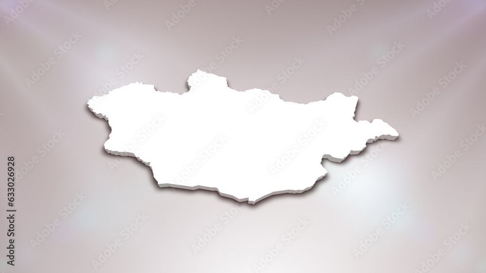 Obraz premium Mongolia 3D Map on White Background, Useful for Politics, Elections, Travel, News and Sports Events