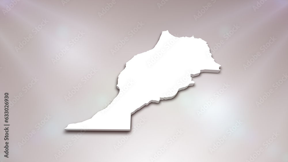 Fototapeta premium Morocco 3D Map on White Background, Useful for Politics, Elections, Travel, News and Sports Events