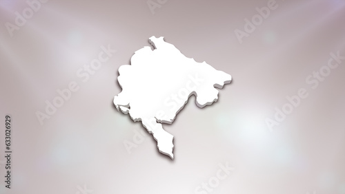 Montenegro 3D Map on White Background, Useful for Politics, Elections, Travel, News and Sports Events