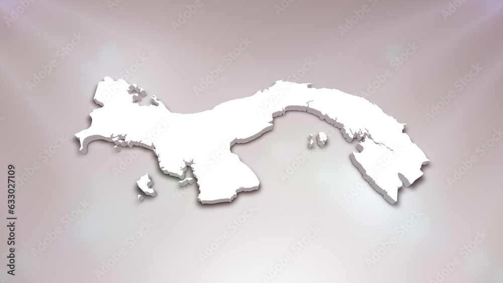 Panama 3D Map on White Background, 
Useful for Politics, Elections, Travel, News and Sports Events

