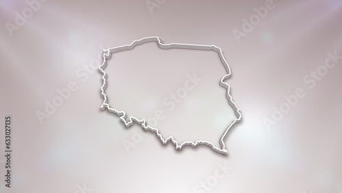 Poland 3D Map on White Background, Useful for Politics, Elections, Travel, News and Sports Events