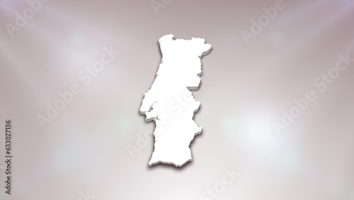 Portugal 3D Map on White Background   Useful for Politics  Elections  Travel  News and Sports Events  