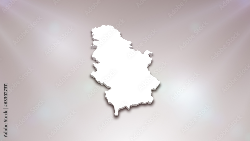 Serbia 3D Map on White Background, 
Useful for Politics, Elections, Travel, News and Sports Events

