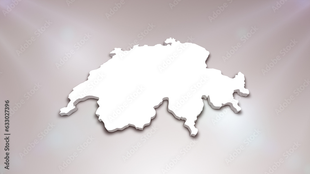 Switzerland 3D Map on White Background, 
Useful for Politics, Elections, Travel, News and Sports Events

