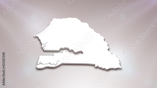 Senegal 3D Map on White Background, 
Useful for Politics, Elections, Travel, News and Sports Events

