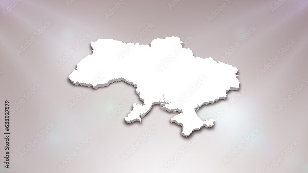 Ukraine 3D Map on White Background, 
Useful for Politics, Elections, Travel, News and Sports Events
