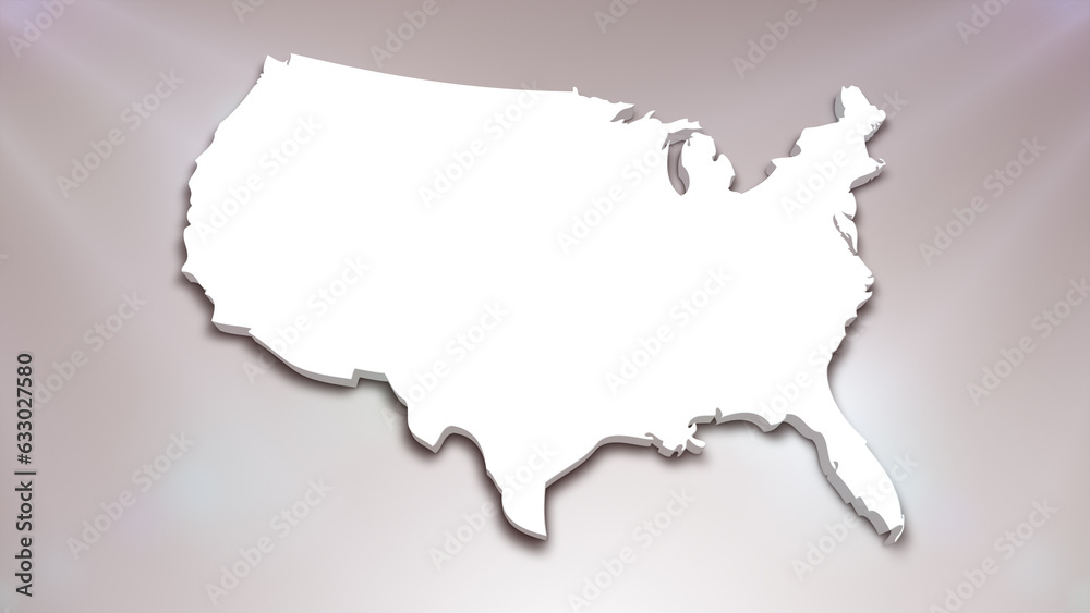 United States of America 3D Map on White Background, 
Useful for Politics, Elections, Travel, News and Sports Events
