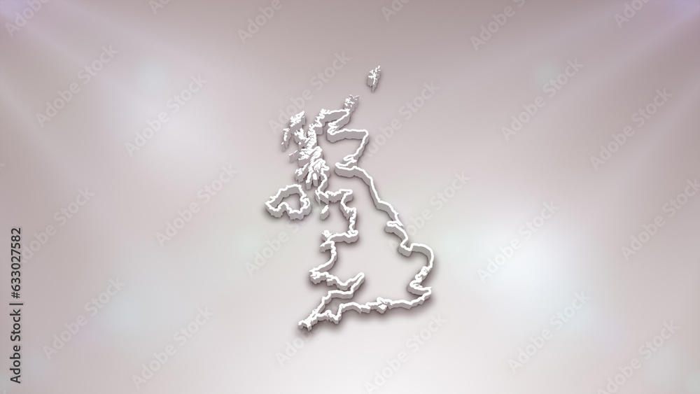 United Kingdom 3D Map on White Background, 
Useful for Politics, Elections, Travel, News and Sports Events
