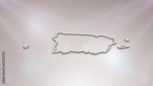 Puerto Rico 3D Map on White Background, 
Useful for Politics, Elections, Travel, News and Sports Events
