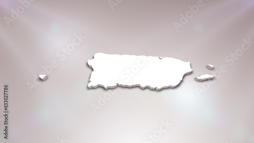 Puerto Rico 3D Map on White Background, 
Useful for Politics, Elections, Travel, News and Sports Events
