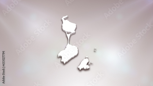 Saint Pierre and Miquelon 3D Map on White Background, Useful for Politics, Elections, Travel, News and Sports Events 