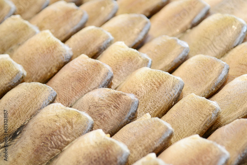 Dried fish in the market, close-up of the fish
