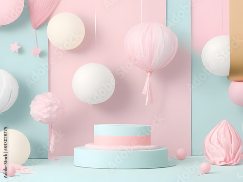 product display podium pink golden baby pastel luxurious birthday gender revealing
