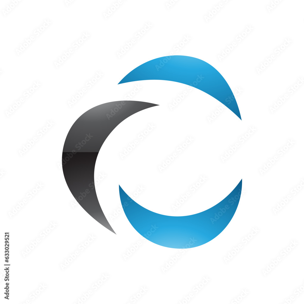 Black and Blue Glossy Crescent Shaped Letter C Icon Black and Blue Glossy Crescent Shaped Letter C Icon