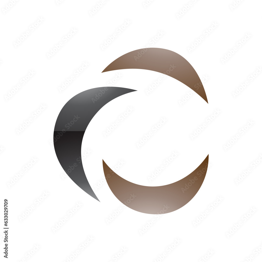 Black and Brown Glossy Crescent Shaped Letter C Icon Black and Brown Glossy Crescent Shaped Letter C Icon