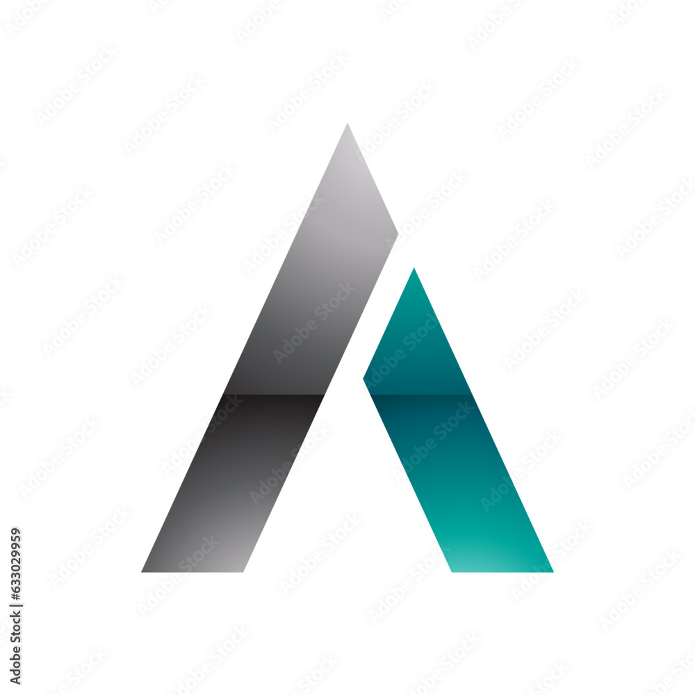 Black and Green Glossy Trapezium Shaped Letter A Icon Black and Green Glossy Trapezium Shaped Letter A Icon