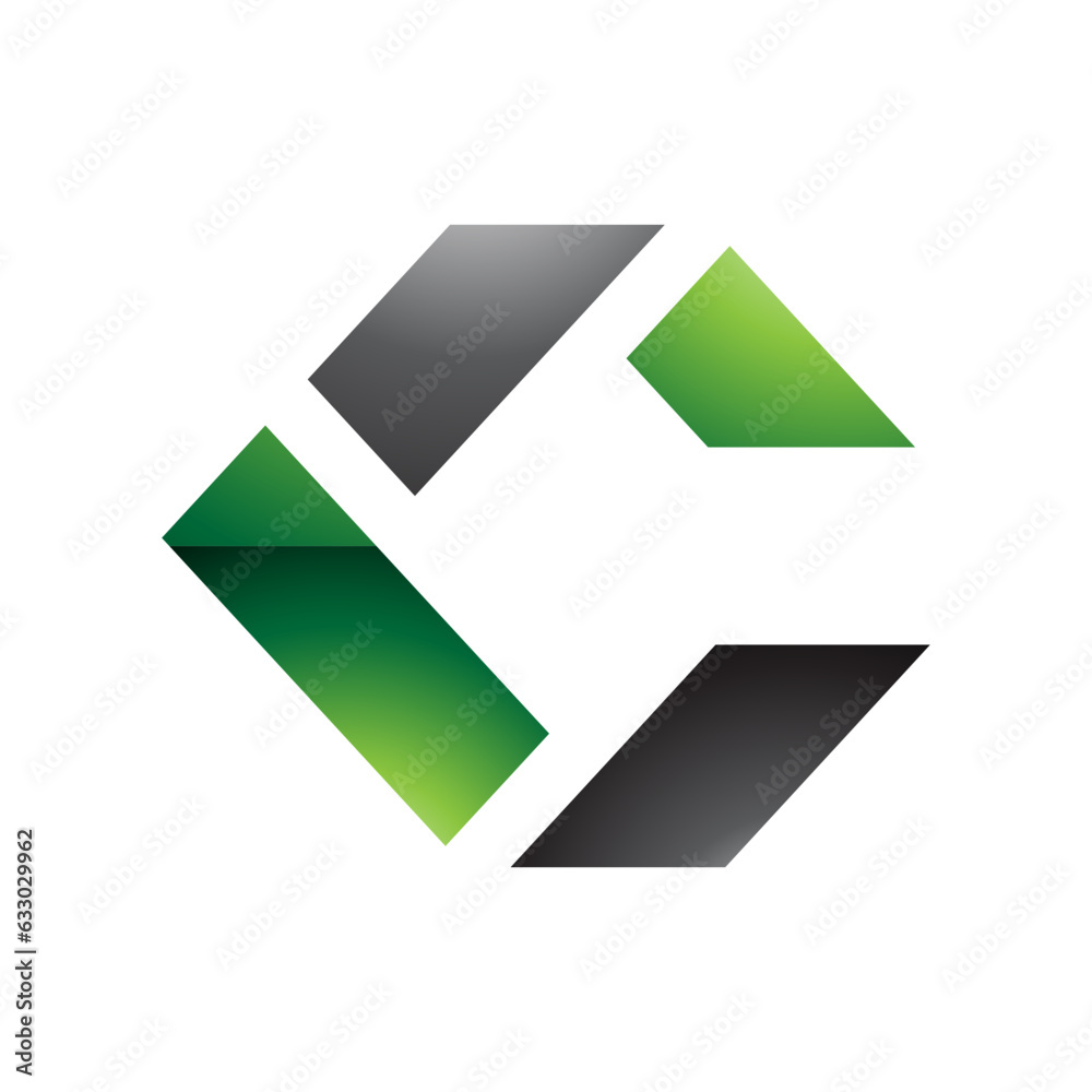 Black and Green Glossy Square Letter C Icon Made of Rectangles Black and Green Glossy Square Letter C Icon Made of Rectangles