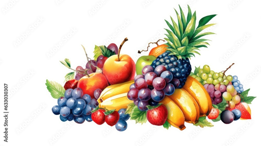 White Background with Fruits White Background with Fruits