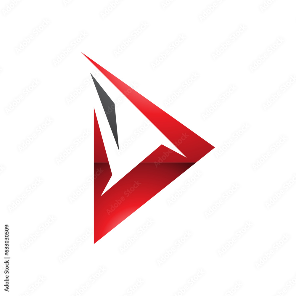 Black and Red Glossy Spiky Triangular Letter D Icon Black and Red Glossy Spiky Triangular Letter D Icon
