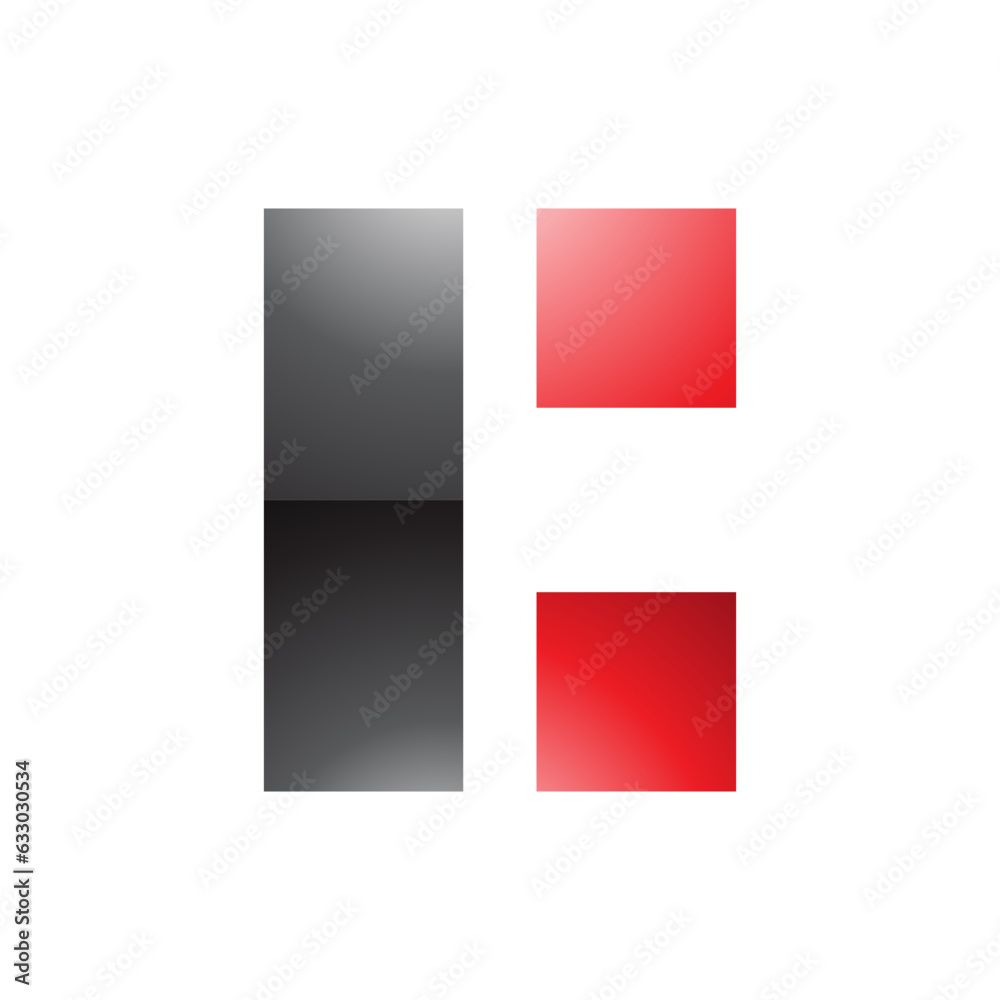 Black and Red Rectangular Glossy Letter C Icon