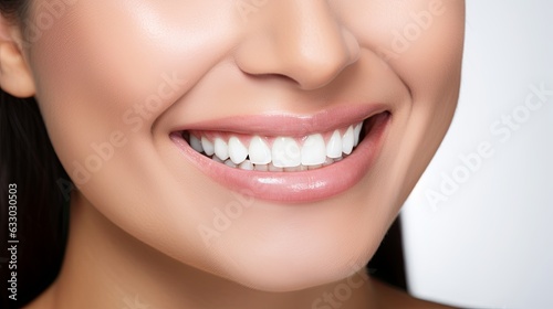 Woman Smiling Female smiling  perfect teeth  close up ai generate