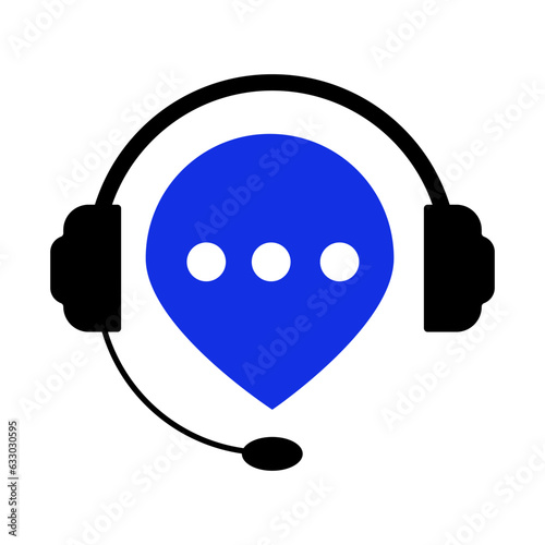 hotline support service with headphones icon isolated on white background. Vector illustration. EPS 10